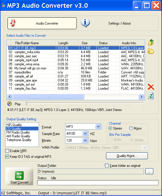 Screenshot for MP3 Audio Converter 4.61