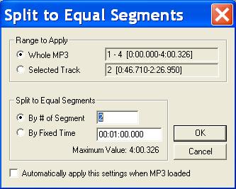 MP3 Splitter - Split to Equal Segments